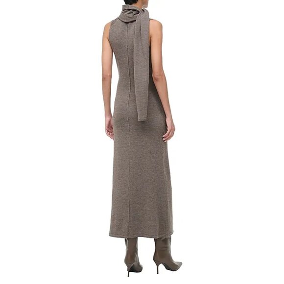 NWT Staud Canal Merino Wool Midi Dress Taupe Sleeveless Size Large - Picture 4 of 11